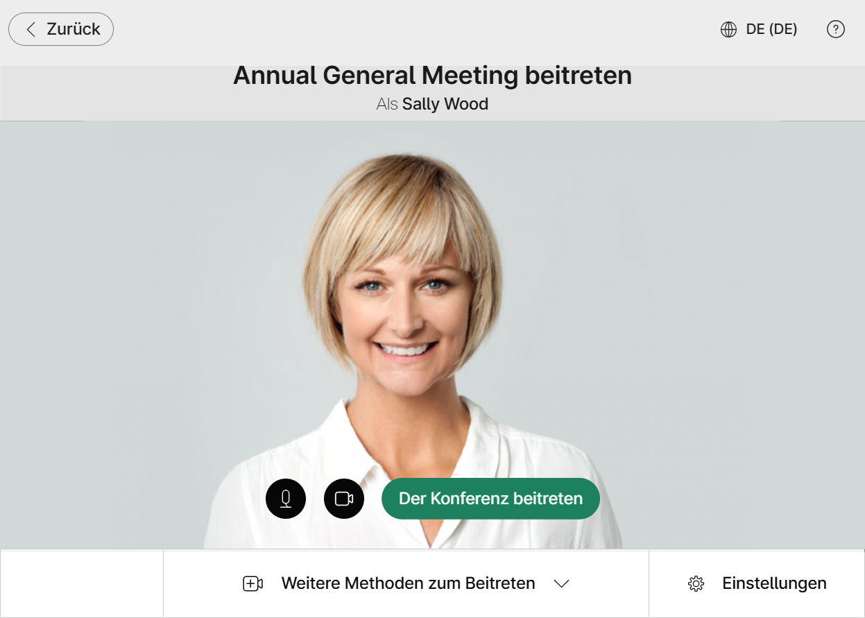 Bildschirmvorschau vor dem Beitreten in ein Meeting